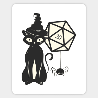 Halloween Cat with Polyhedral D20 Dice of the Witch Sticker